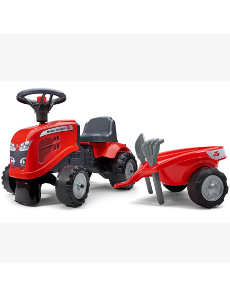 FALK Baby Massey Ferguson traktorius raudonas su priekaba. Nuo 1 metų FALK Baby Massey Ferguson traktorius raudonas su priekaba. Nuo 1 metų