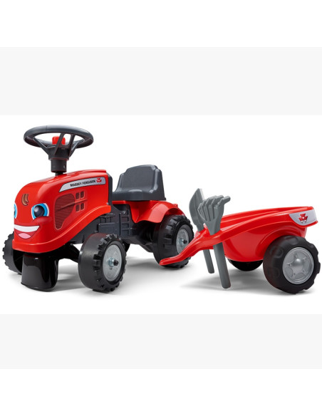 FALK Baby Massey Ferguson traktorius raudonas su priekaba. Nuo 1 metų FALK Baby Massey Ferguson traktorius raudonas su priekaba. Nuo 1 metų