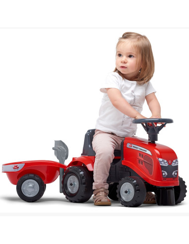 FALK Baby Massey Ferguson traktorius raudonas su priekaba. Nuo 1 metų