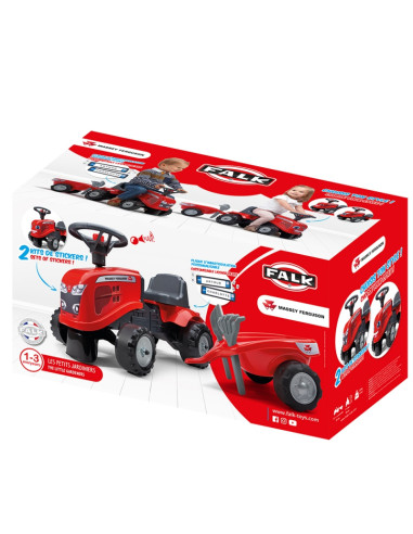 FALK Baby Massey Ferguson traktorius raudonas su priekaba. Nuo 1 metų