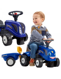 FALK traktorius Baby New Holland Blue su priekaba + atsargomis. nuo 1 metų