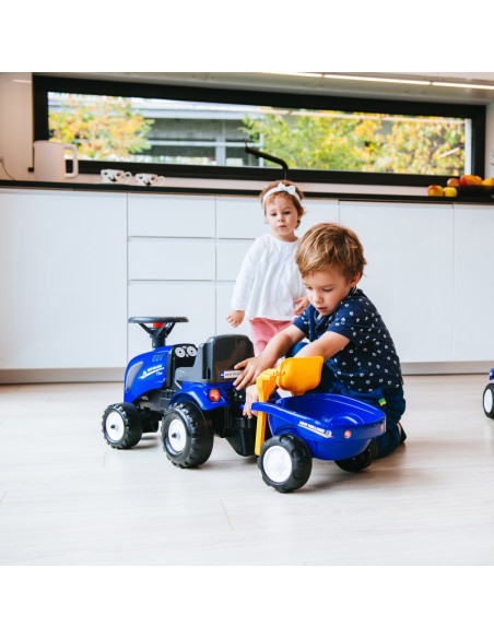FALK traktorius Baby New Holland Blue su priekaba + atsargomis. nuo 1 metų