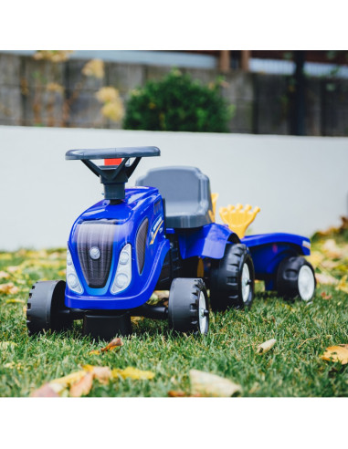 FALK traktorius Baby New Holland Blue su priekaba + atsargomis. nuo 1 metų