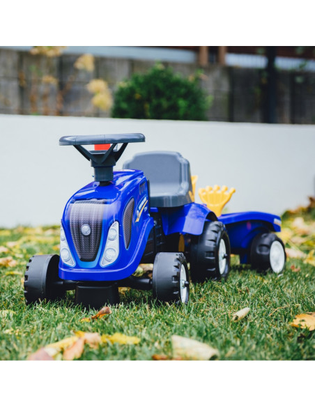 FALK traktorius Baby New Holland Blue su priekaba + atsargomis. nuo 1 metų