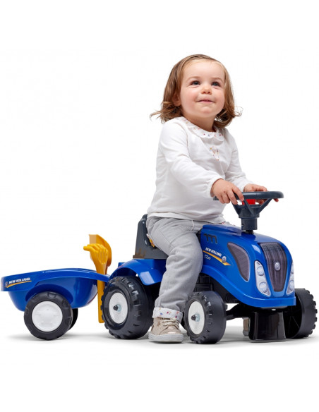 FALK traktorius Baby New Holland Blue su priekaba + atsargomis. nuo 1 metų