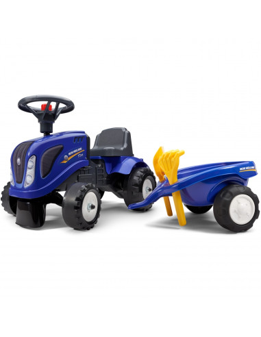 FALK traktorius Baby New Holland Blue su priekaba + atsargomis. nuo 1 metų