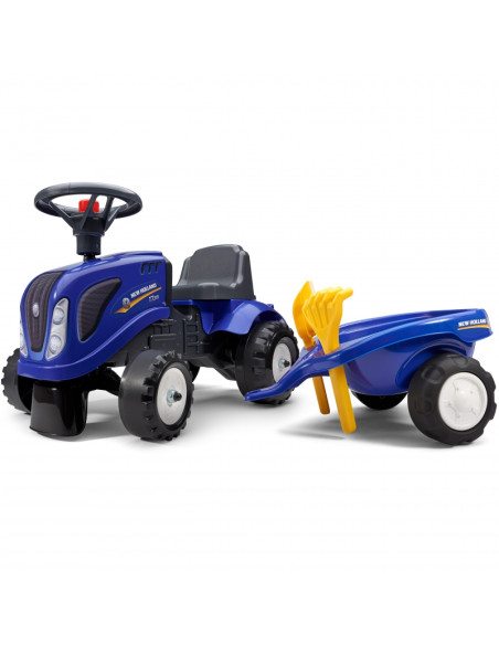 FALK traktorius Baby New Holland Blue su priekaba + atsargomis. nuo 1 metų