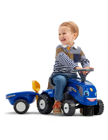 FALK traktorius Baby New Holland Blue su priekaba + atsargomis. nuo 1 metų