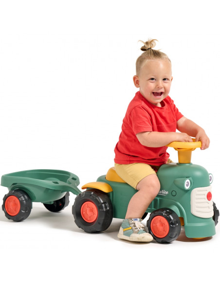 FALK Baby Maurice traktorius Green Vintage su priekaba nuo 1 metų