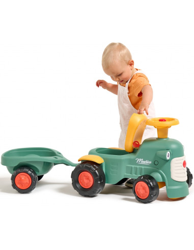 FALK Baby Maurice traktorius Green Vintage su priekaba nuo 1 metų