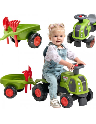 FALK Ride-on Claas 470 Arion Green su priekaba + smėlio rinkiniu