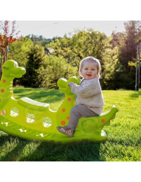 WOOPIE Multi-Person Rocker Dino Swing Balance šviesiai žalia