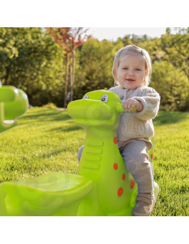 WOOPIE Multi-Person Rocker Dino Swing Balance šviesiai žalia