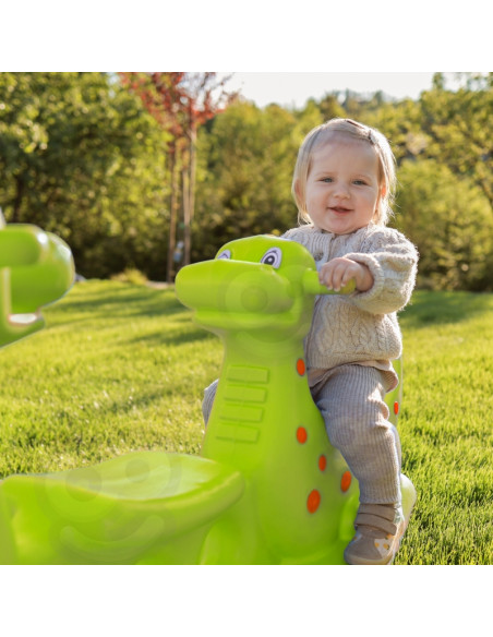 WOOPIE Multi-Person Rocker Dino Swing Balance šviesiai žalia