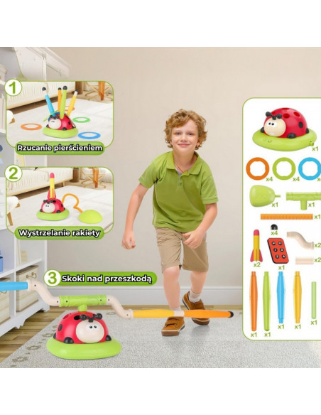 WOOPIE arkadinis žaidimas 3 in 1 raketų paleidimo įrenginys, šokinėjimas, žiedo metimas