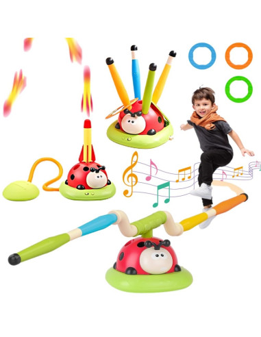 WOOPIE arkadinis žaidimas 3 in 1 raketų paleidimo įrenginys, šokinėjimas, žiedo metimas