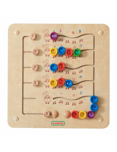 MASTERKIDZ spalvingi vikšrai: mokymosi skaičiai ir kiekiai - Montessori edukacinė sieninė lenta