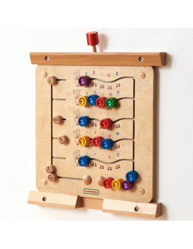 MASTERKIDZ spalvingi vikšrai: mokymosi skaičiai ir kiekiai - Montessori edukacinė sieninė lenta