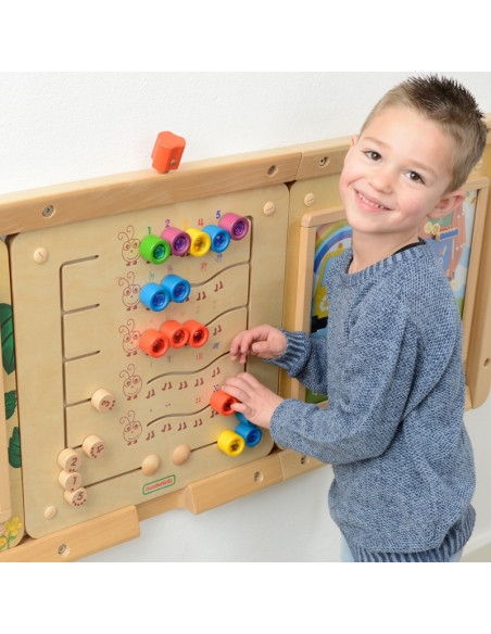 MASTERKIDZ spalvingi vikšrai: mokymosi skaičiai ir kiekiai - Montessori edukacinė sieninė lenta