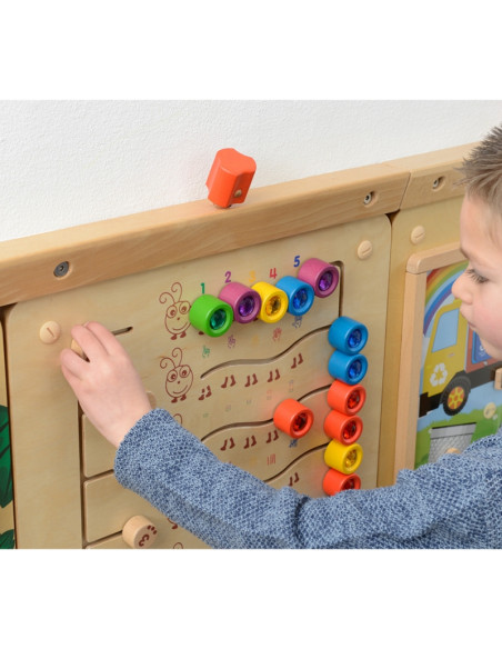 MASTERKIDZ spalvingi vikšrai: mokymosi skaičiai ir kiekiai - Montessori edukacinė sieninė lenta