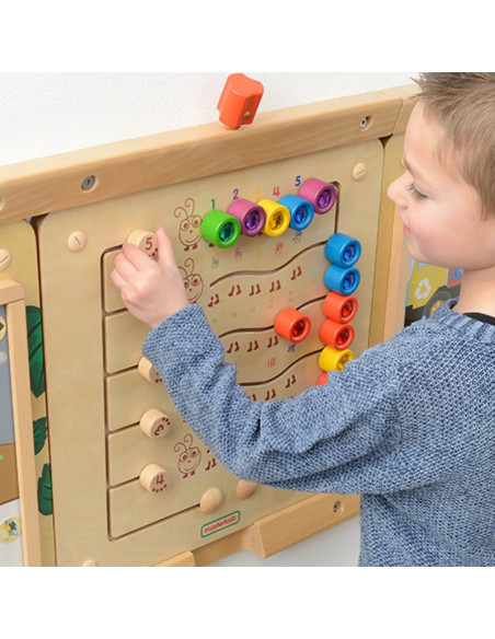 MASTERKIDZ spalvingi vikšrai: mokymosi skaičiai ir kiekiai - Montessori edukacinė sieninė lenta