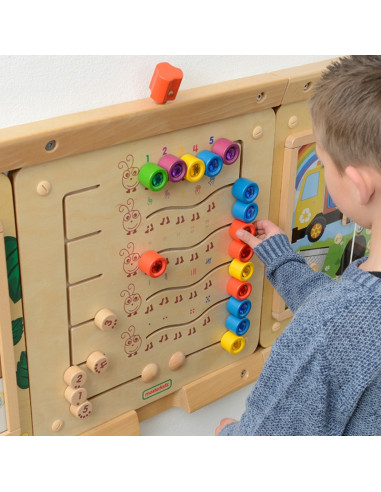 MASTERKIDZ spalvingi vikšrai: mokymosi skaičiai ir kiekiai - Montessori edukacinė sieninė lenta