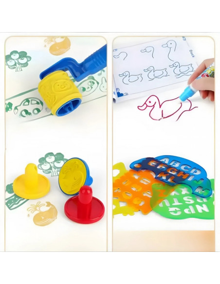 WOOPIE Magic vandens kilimėlis spalvinimui, apvalus ZOO 23 el.