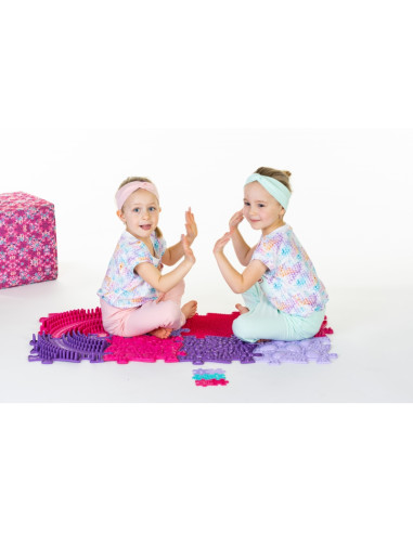 WOOPIE sensorinis ortopedinis dėlionės kilimėlis 11 el. - Rožinė/violetinė