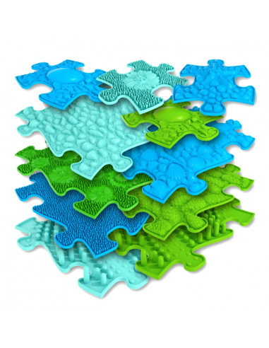 WOOPIE Mata Sensoryczna Ortopedyczna Puzzle 11 el. - Kolor Niebieski/Zielony