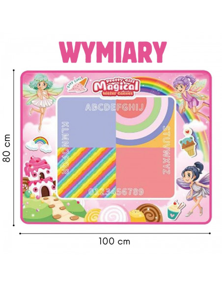 WOOPIE akvarelės kilimėlis XXL 100x80cm Fairies Pink WOOPIE akvarelės kilimėlis XXL 100x80cm Fairies Pink