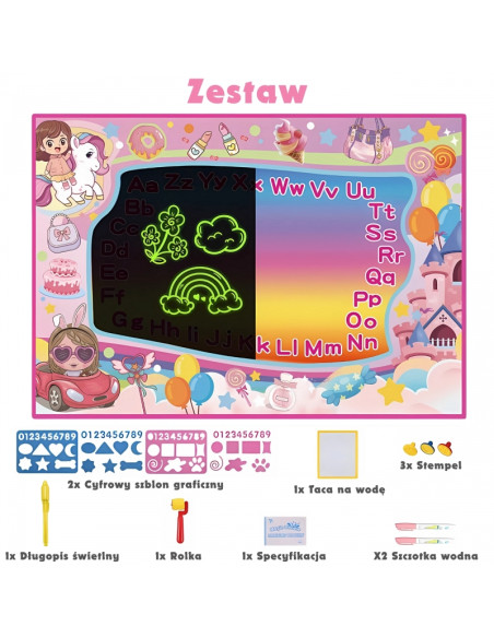 WOOPIE 2 viename XXL tapybos akvarele kilimėlis, šviečia tamsoje