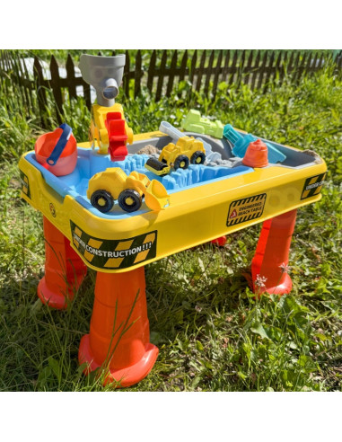 WOOPIE vandens stalas 2in1 smėlio dėžės statybvietė + 4 automobiliai 12el.
