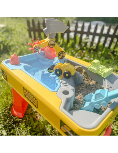 WOOPIE vandens stalas 2in1 smėlio dėžės statybvietė + 4 automobiliai 12el.