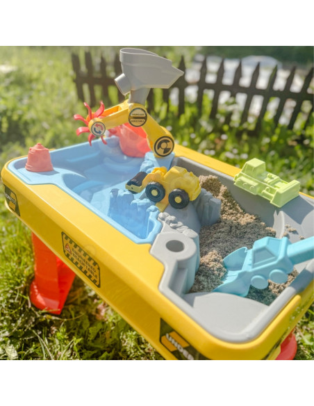 WOOPIE vandens stalas 2in1 smėlio dėžės statybvietė + 4 automobiliai 12el.