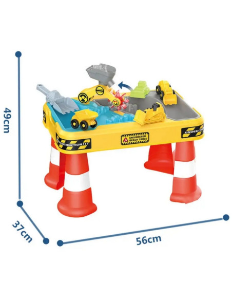 WOOPIE vandens stalas 2in1 smėlio dėžės statybvietė + 4 automobiliai 12el.