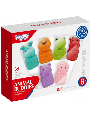 WOOPIE BABY sensoriniai gyvūnai Minkštas 6 vnt. rinkinys
