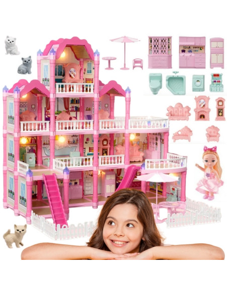 WOOPIE lėlių namelio vila su priedais ir lėlėmis, 296 vnt.