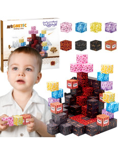 WOOPIE Magnetinės kaladėlės, kubeliai Mine Craft 74 el.