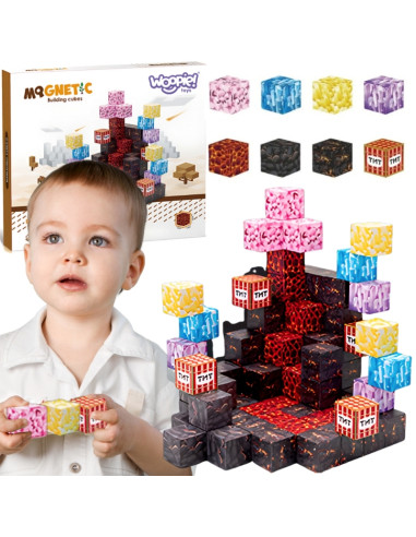 WOOPIE Magnetinės kaladėlės, kubeliai Mine Craft 74 el.