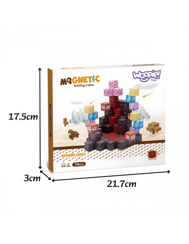 WOOPIE Magnetinės kaladėlės, kubeliai Mine Craft 74 el.