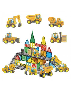 WOOPIE magnetinių kaladėlių rinkinys su statybinėmis transporto priemonėmis 2