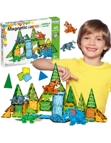 WOOPIE 3D magnetinis konstruktorius, edukacinis rinkinys "Džiunglių Gyvūnai"
