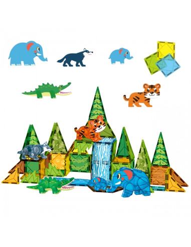 WOOPIE Magnetic Construction Blocks 3D Educational Set Jungle Animals 45pcs.