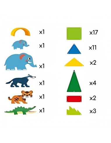 WOOPIE Magnetic Construction Blocks 3D Educational Set Jungle Animals 45pcs.