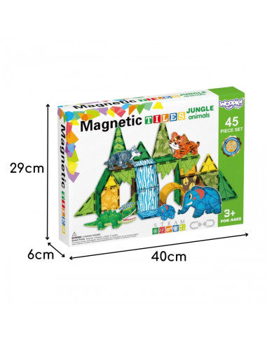WOOPIE Magnetic Construction Blocks 3D Educational Set Jungle Animals 45pcs.