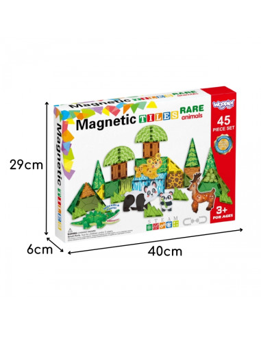WOOPIE 3D magnetins konstruktorius, edukacinis rinkinys "Reti Gyvūnai"