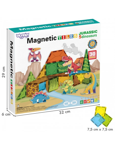 WOOPIE Magnetinės kaladėlės Dino 30 vnt. WOOPIE Magnetinės kaladėlės Dino 30 vnt.