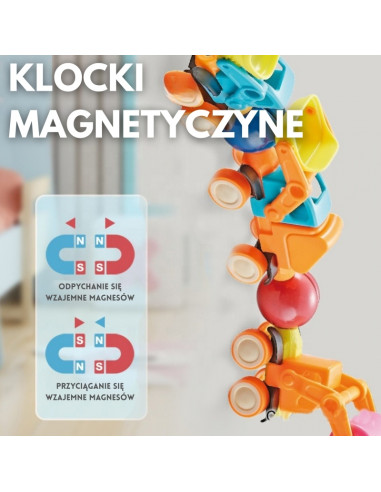 WOOPIE Magnetyczne Klocki Konstrukcyjne Pojazdy 52 el.