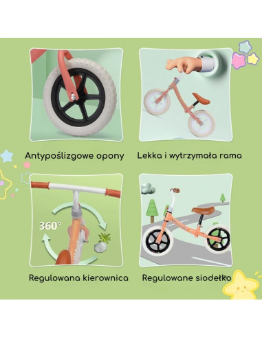 WOOPIE oranžinis vaikiškas balansinis dviratukas – lengvas, saugus, patvarus