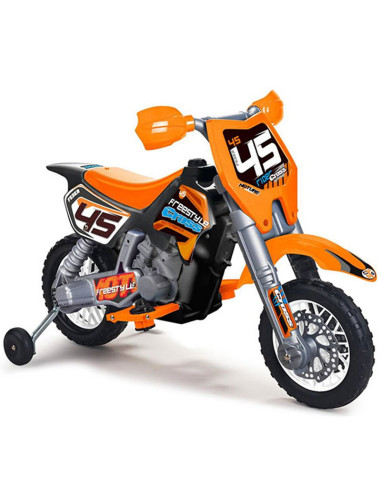 FEBER oranžinis 6 V akumuliatorinis krosinis motociklas vaikams
